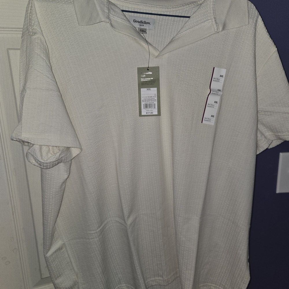 Goodfellow & Co Cream Short-Sleeve Polo Shirt